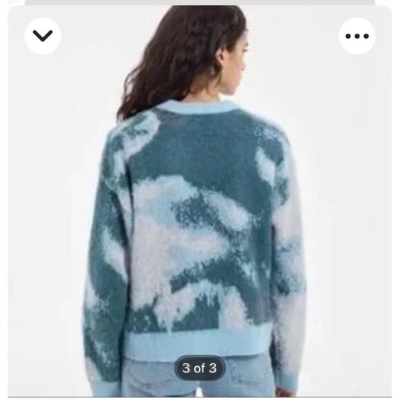 The Kooples Paris Womens Size 2 Intarsia Knit Crewneck Sweater Blue & Grey - Picture 3 of 6